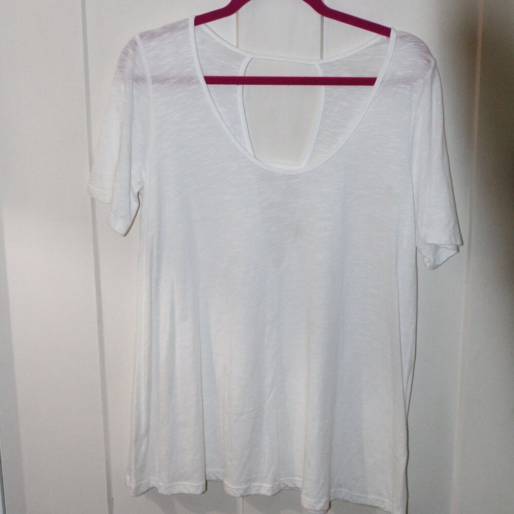White T-shirt with cutouts in the back